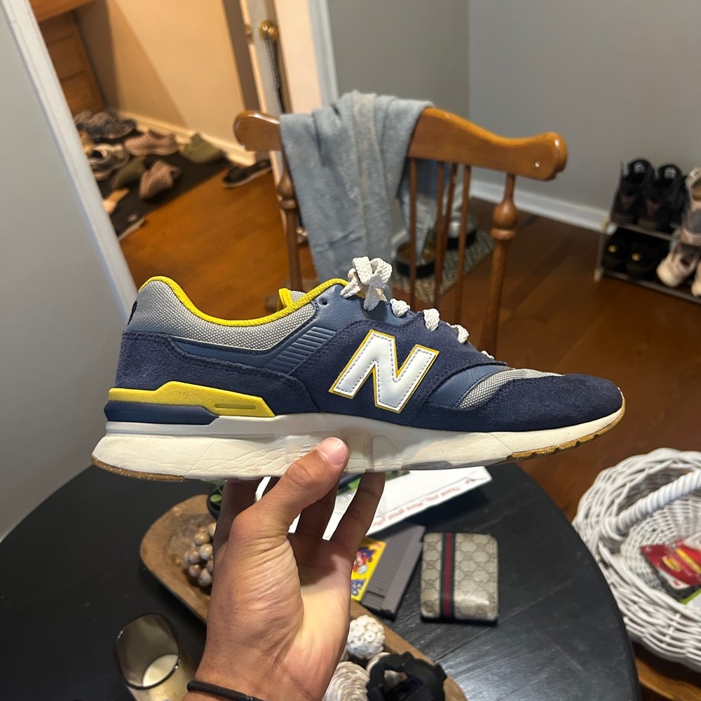 New Balance Men's Navy and Yellow Sneakers